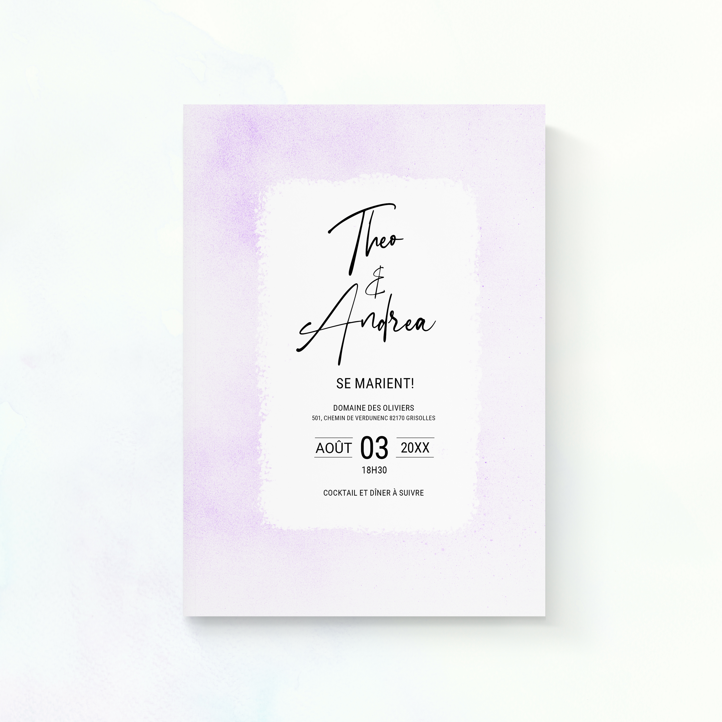 Aqua-Purple - הזמנה זו מדגישה גוון דומיננטי רך מאוזן בעימוד ברור ובטיפוגרפיה יציבה. היוצרים שלנו דמיינו אסתטיקה פרימיום המשלבת פשטות ואלגנטיות. אתם מוסרים את הטקסט אנו משלבים בקפידה מכוונים את הפלטה ומוסיפים לוגו עדין אם נדרש. בדיגיטל בלבד היא מגיעה מיד לנמענים. כל פרט פרופורציות יישורים ושוליים תוכנן לשמירת זרימה ועידון. התכתבות עכשווית פשוטה ומתמשכת.