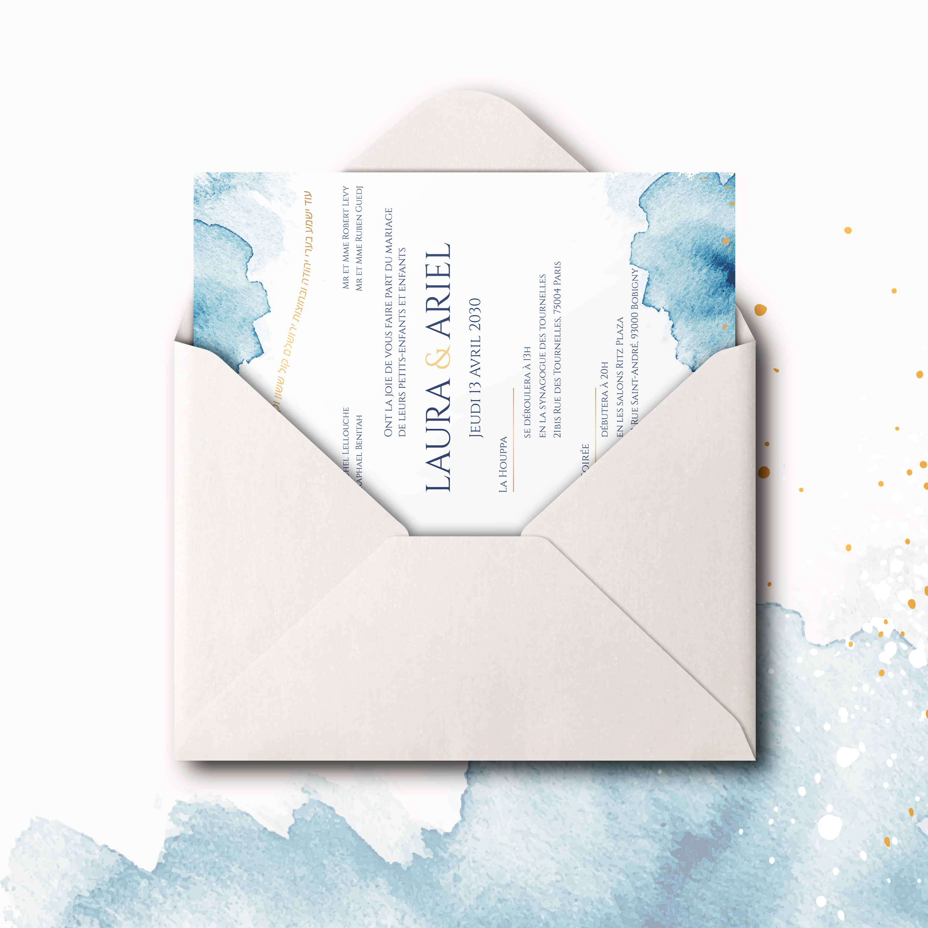 Blue Splash Invit - הזמנה זו מדגישה בהירות מודרנית גוון דומיננטי בטוח פרופורציות יציבות וטיפוגרפיה מדויקת. היוצרים שלנו דמיינו אסתטיקה פרימיום המשלבת קפדנות ודיוק. אתם שולחים טקסט אנו משלבים בקפידה מאזנים את הפלטה ומוסיפים לוגו עדין. בדיגיטל בלבד היא מגיעה מיד לנמענים. כל בחירה יישורים ניגודים ושוליים תוכננה לשמירת זרימה ואלגנטיות. התכתבות עכשווית פשוטה ומאוזנת.