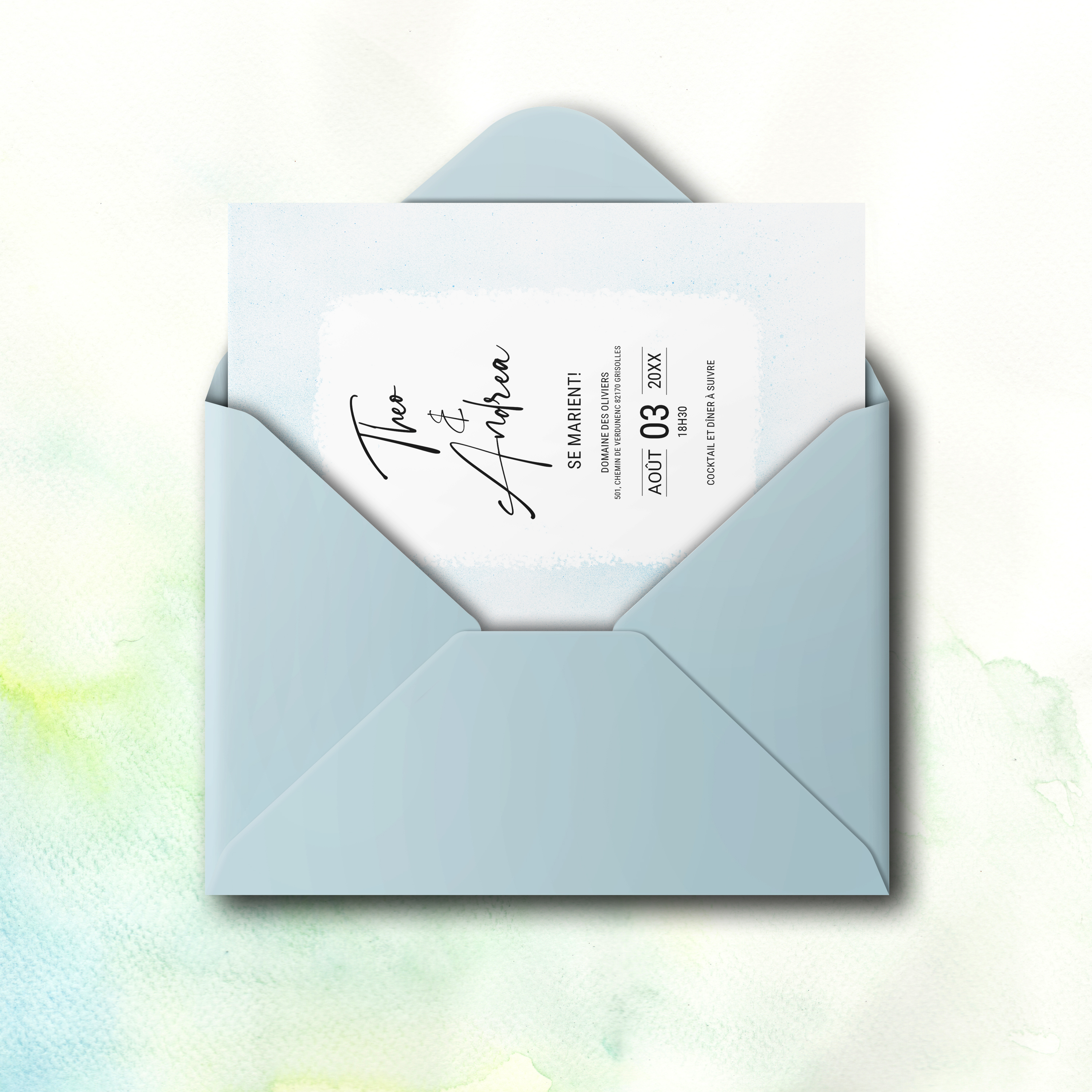 Aqua-Blue - הזמנה זו מציגה גוון דומיננטי בטוח המרוכך ביישורים נקיים ובטיפוגרפיה ברורה. היוצרים שלנו דמיינו אסתטיקה פרימיום שבה האלגנטיות מדברת באיפוק. אנו מטפלים בהתאמה מלאה אתם מוסרים טקסט אנו משלבים בקפידה מכוונים צבעים ומוסיפים לוגו עדין. בדיגיטל בלבד היא מגיעה מיד לנמענים. כל פרמטר קצב שוליים וקנה מידה תוכנן לשמירת זרימה ועידון. התכתבות עכשווית אמינה ומאוזנת.