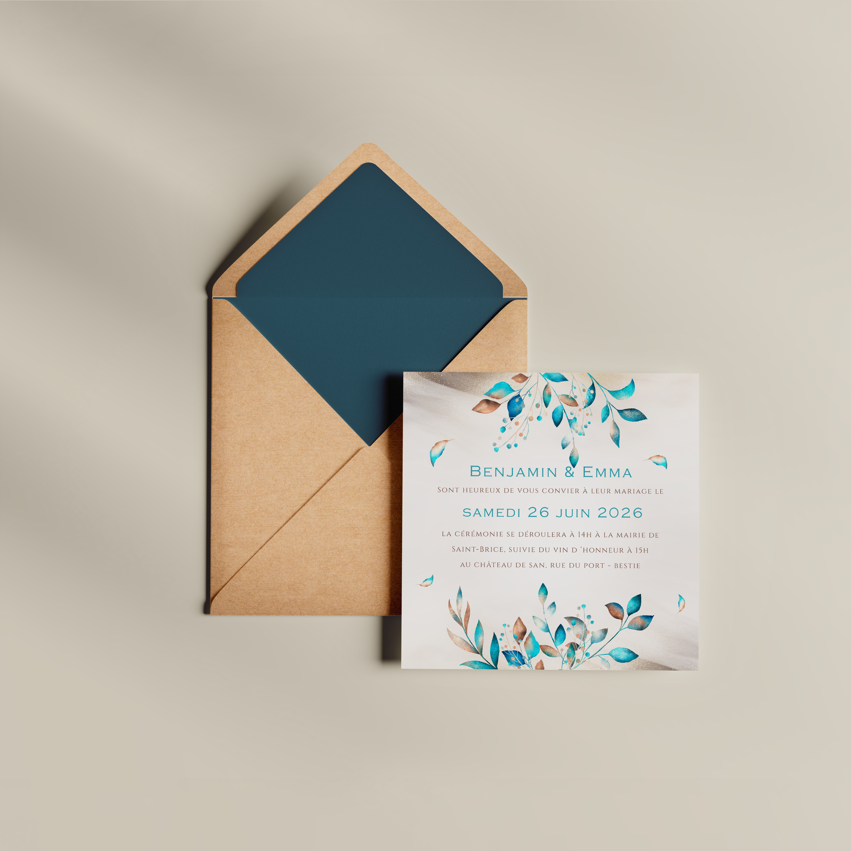 Turquoise - נועדה כקומפוזיציה מדודה הזמנה זו משלבת גוון דומיננטי מבטא עם טיפוגרפיה מאוזנת. המכלול מדגיש את המילים במסגרת עכשווית. המאיירים שלנו העדיפו דיוק ואיפוק כדי לשמר את רגש המסר. אתם מוסרים את הטקסט ואנו מעצבים אותו בדיוק מכוונים גוונים ומוסיפים לוגו עדין אם נדרש. בדיגיטל בלבד היא מגיעה מיד לנמענים. כל פרט קצב פרופורציות ושוליים תורם לקריאות ולהרמוניה כללית. התכתבות פרימיום פשוטה ואלגנטית שנועדה ללוות את ההכרזות החשובות.