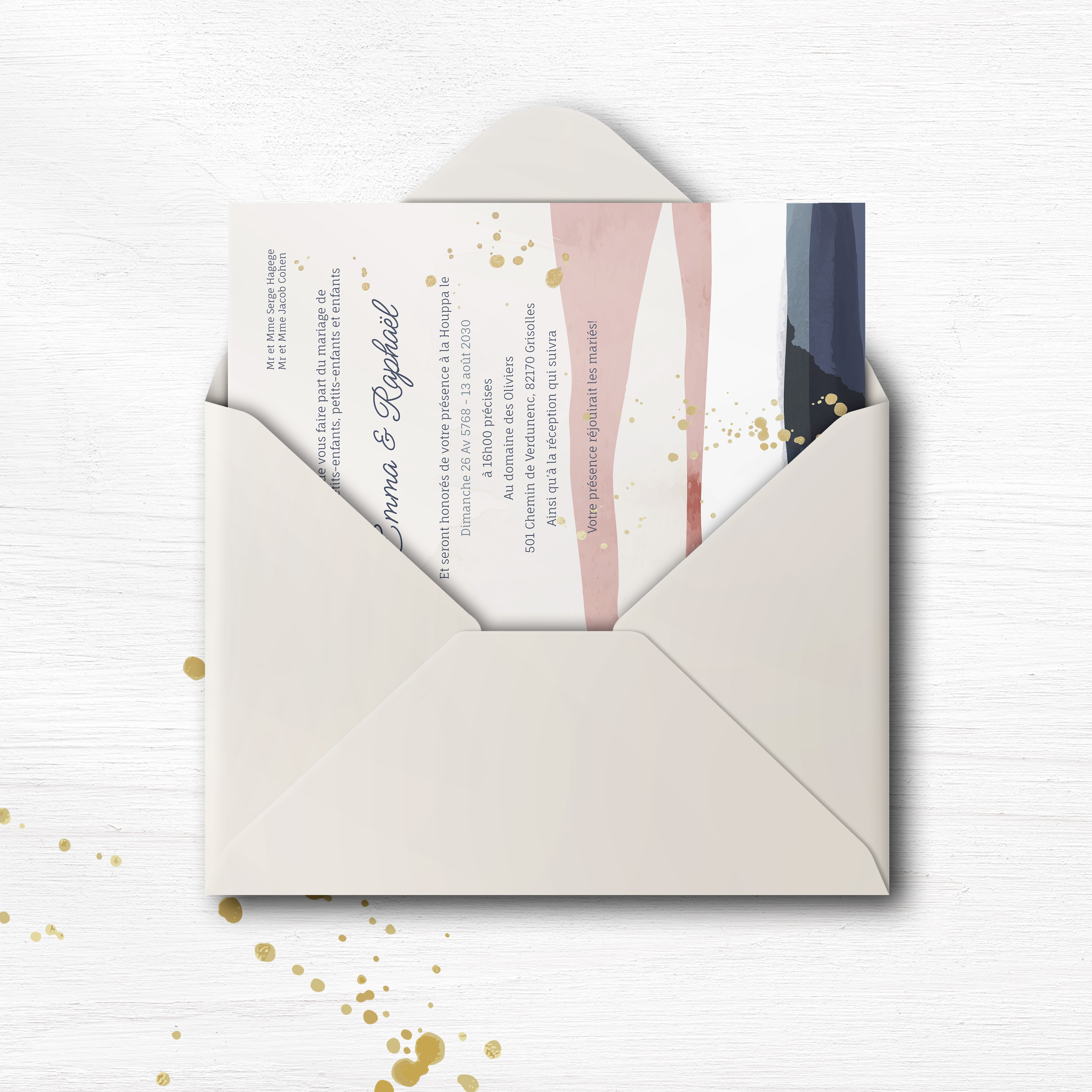 Splash Aquarelle Invit - השרטוט מדגיש פשטות אלגנטית צבע דומיננטי ברור פרופורציות סדירות וטיפוגרפיה יציבה. המאיירים שלנו עיצבו הזמנת פרימיום המעמידה את הקריאות במרכז. אתם מוסרים טקסט אנו מרכיבים בדיוק מכוונים גוונים ומוסיפים לוגו עדין. בדיגיטל בלבד היא מגיעה מיד לנמענים. כל פרט מרווחים ניגודים והיררכיה כויל לשמירת זרימה ועידון. התכתבות עכשווית ברורה ואמינה.