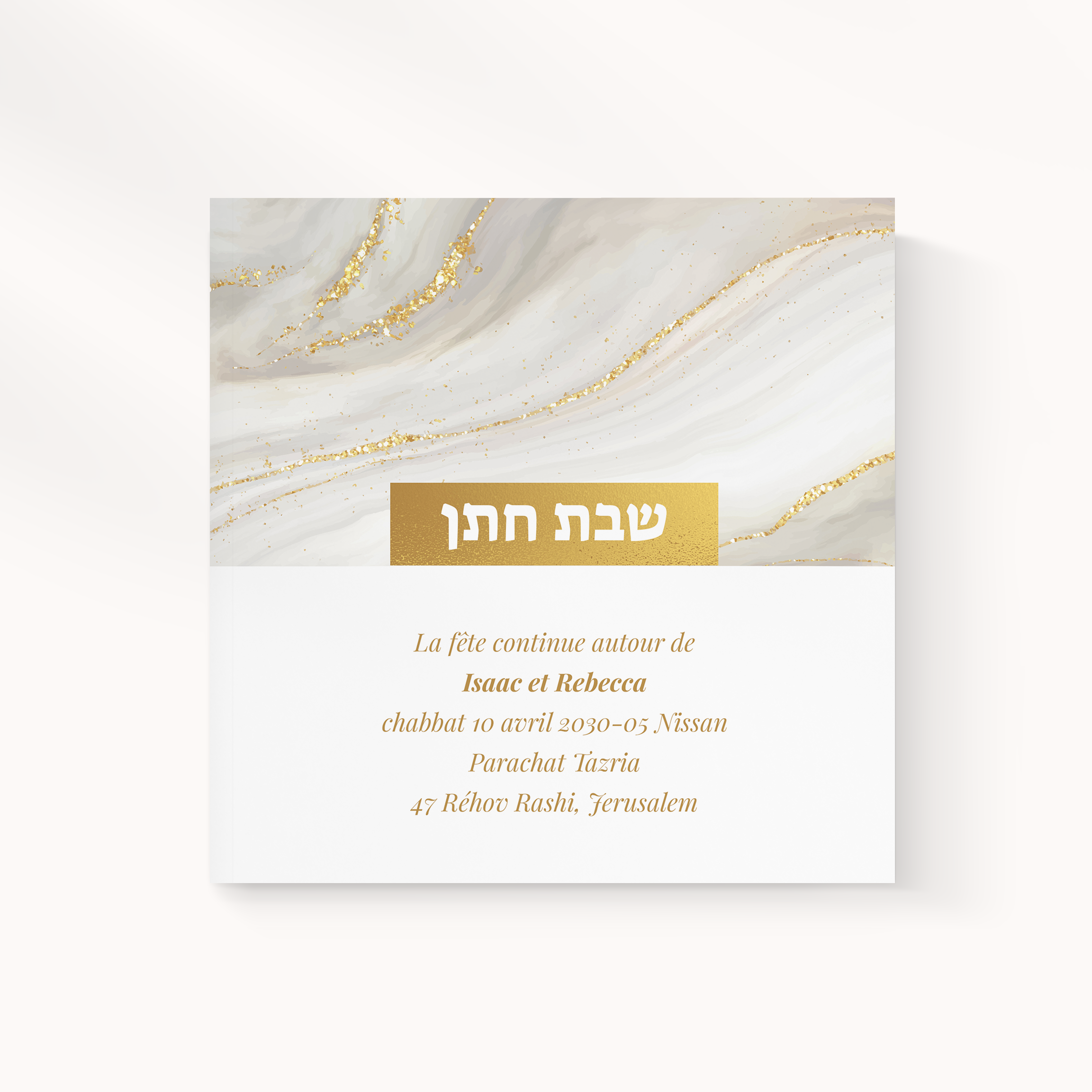 Gold Harmony - This invitation asserts luminous sobriety: clear dominant hue, regular proportions, and neat typography. Designed by our creators, it establishes premium presence valuing readability. You send us the text; we integrate it carefully, harmonize the palette, and add a discreet logo. Delivered digitally only, it reaches your guests instantly. Every parameter—spacing, contrasts, hierarchy—was tuned to preserve smooth, elegant reading, fit for announcement and celebration.